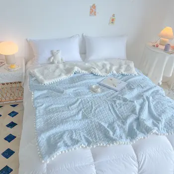 150x120 см Роскошное Пушистое Детское одеяло в 3D горошек, Теплое Одеяло, Покрывало для дивана-кровати, Одеяло с шаровой отделкой, Весеннее одеяло для малышей, Кроватка