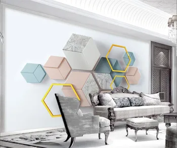 Пользовательские обои трехмерный современный минималистичный геометрический мраморный мозаичный фон Фреска Домашний декор 3d обои