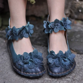 Artmu Flowers/ Женская обувь; Элегантные туфли на плоской подошве; Роскошная Кожаная обувь; Женская обувь Mary Jane из натуральной кожи; Повседневная женская обувь в стиле ретро 1