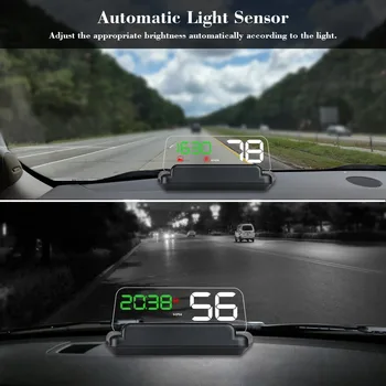 Универсальное зеркало T900 HUD Автомобильный Головной дисплей Лобовое стекло GPS Проектор скорости Защита Температура воды Превышение скорости об/мин Напряжение 3